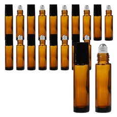 滾珠香水空瓶 10ml, 20個, 黑色(瓶蓋) + 棕色(瓶身)