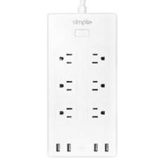 Simple 智能延長線 4 USB充電器 支援2.4GHz Wi-Fi, 白色, 1條, 230mm