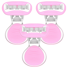 메디치트 5중날 수동 소형 여성용 면도기 핑크 + 투명 케이스, 3세트, 1개