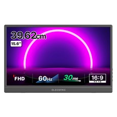일렉싱크 FHD 터치 서브 보조 덱스 미러링 휴대용 모니터 블랙, 39.62cm, S15T(블랙)