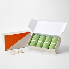 RemyJ SABI 頂級莫代爾天絲滾邊毛巾 250g 40支 4入 + 禮盒組, 1套, 綠色