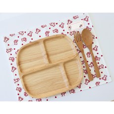 슈슈룸 방수 사각 식판 매트, 레드베어, 35 x 28 cm, 1개