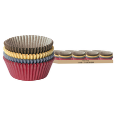 Tescoma 蛋糕紙模 直徑6cm 耐熱達220度C, 咖啡色 + 黃色 + 藍色 + 紅色, 100個