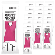하얀손산업 하얀손달인 고무장갑 대, 핑크, 대(L), 20개