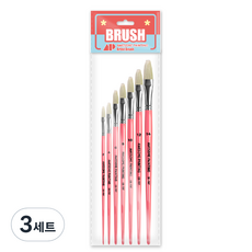 어썸페인팅 FILBERT 유화 평붓 돈모 7종 세트, 3세트, 2호, 4호, 6호, 8호, 10호, 12호, 14호