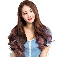 준 투컬러 웨이브 1피스 붙임머리 50cm 190g, 라이트 + 애쉬핑크, 1개