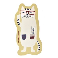 kUSUgURU JAPAN 日本眼鏡貓 吸水速乾 止滑底造型天然橡膠地墊 NEKOZAWA款, 黃色, 1個