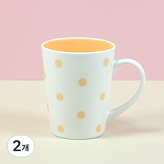 도트 머그컵 350ml, 오렌지, 2개 오렌지, 2개