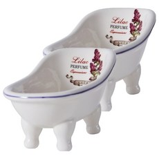 陶瓷法式花卉浴室肥皂架, 2個, 藍色紫丁香香水