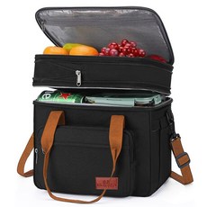 Lango 可擴展分隔收納露營保冷袋, 黑色, 15L