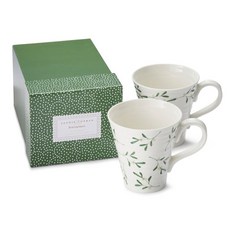 포트메리온 소피콘란 미슬토 머그컵, 화이트 + 그린, 2개