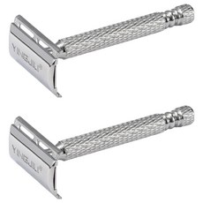 Comery 經典安全雙刃剃須刀金屬銀色 B0595, 1入, 2個
