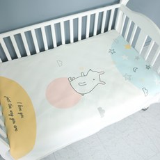 cuby n mom 孩童兔子月亮防水墊, 白色