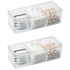 長方形化妝小物收納盒 3格, 單一顏色, 2個