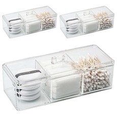 長方形化妝小物收納盒 3格, 單一顏色, 3個