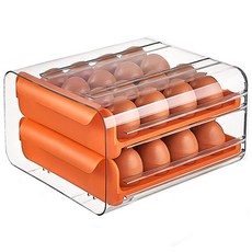 YOUSUNOGU 冰箱抽屜式雞蛋收納盒 32格 橘色, 1個, 1個