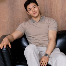 HCOOLNAM 男士寬肩效果肌肉版型開襟領短袖T恤