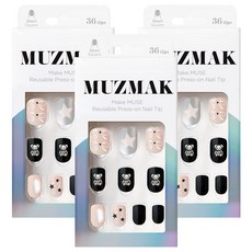 MUZ MAK 可重複使用美甲片組, 頹廢風小熊 (短方型), 3個