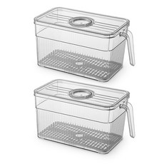 벨로비 다이얼 냉장고 수납 정리 트레이, 그레이, 2개