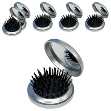 便攜式梳子鏡子折疊一體成型, 6個, 銀色