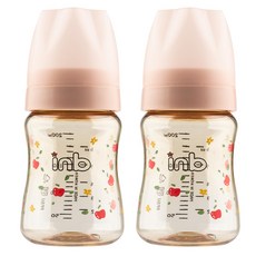 inb 2合1 PPSU奶瓶, 無奶嘴, Beige Pink, 200ml, 2入