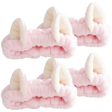 J-meal 貓耳洗臉髮帶, 4個, 粉紅色