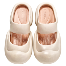 奶油泡芙增高厚底柔軟防滑涼拖鞋 EVA材質 白色, 40~41