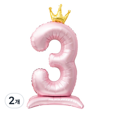 inbloom 大型皇冠數字3站立式派對氣球, 2個, 粉紅色