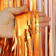 메탈릭 파티 장식 수술 커튼, 오렌지, 5개