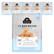 구딘 응고형 클린캣 벤토나이트 고양이 모래, 5L, 6개, 무향