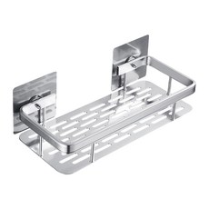 妃妃嚴選 太空鋁浴室收納架 四方架, 標準款, 銀色, 黑色, 1個