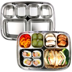 不鏽鋼餐盤 6格 2入, 單色