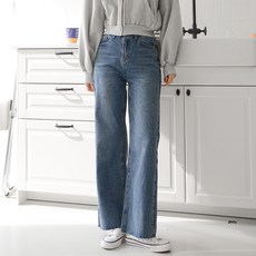 SUBI.JEANS 女款後鬆緊帶寬管牛仔褲 SP7154