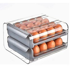 YOUTHNERG 冰箱抽屜式雞蛋收納盒 32格, 1個, 灰色