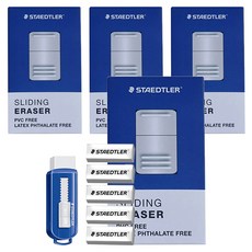 STAEDTLER 施德樓 滑動橡皮擦本體 + 5入補充蕊組合, 白色, 4套
