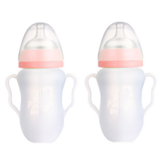 Putti Atti 矽膠把手奶瓶, 粉色, 260ml, 2個