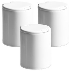 Goody Foody 一鍵式小物化妝棉棉花棒收納盒 圓形, 白色, 3個