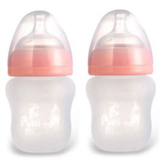 프띠아띠 실리콘 젖병, 핑크, 160ml, 2개
