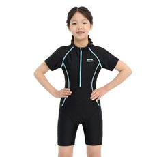 제테스 여아용 반팔 3부 생존 올인원 수영복 2562