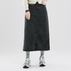Elso 開衩長版牛仔裙