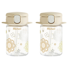 Richell 利其爾 AQ 纖巧吸管杯 R, 米色, 160ml, 2個