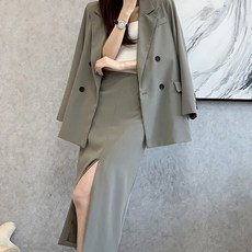 페이퍼먼츠 여성용 더블카라 자켓 스커트 투피스 세트 08508