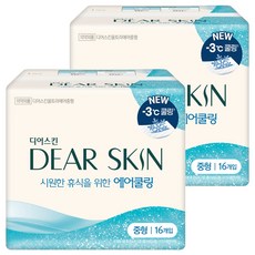 DEAR SKIN 空氣冷卻蝶翼型衛生棉, 2套, 中型, 16入