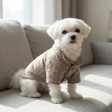 SayCocoa 狗狗格紋棕色夾克, 混合色, 1個