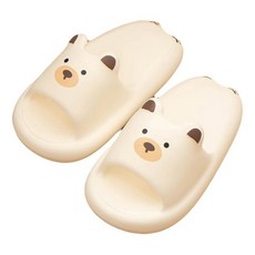 沐慕家居 浴室防滑熊掌拖, 米白色, 1雙