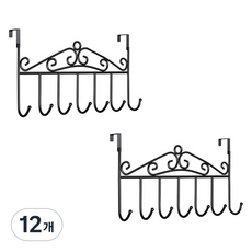 몰투유 무타공 다용도 도어행거 7구, 블랙, 12개