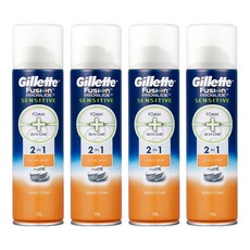 질레트 정품 퓨전 프로글라이드 센서티브 2in1 액티브 스포츠 쉐이빙폼, 4개, 245g