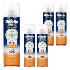 질레트 정품 퓨전 프로글라이드 센서티브 2in1 액티브 스포츠 쉐이빙폼, 5개, 245g