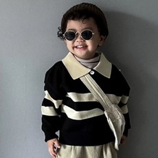 Arbe 兒童同色系鈕扣半拉鍊針織衫