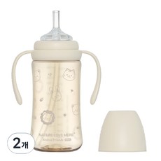 네이쳐러브메레 애니멀 프렌즈 PPSU 빨대컵, 크림베이지, 2개, 300ml